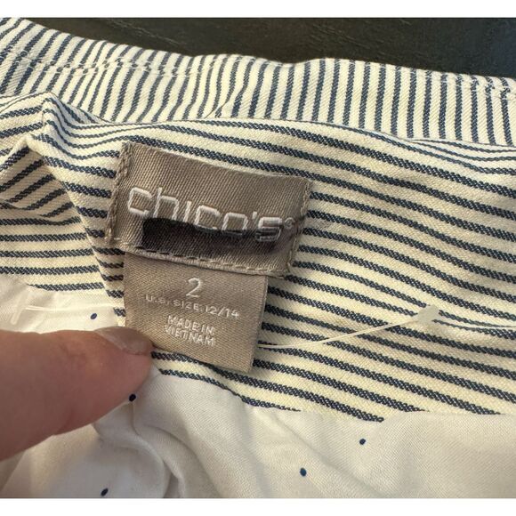 Chico's Fully Lined Snap Striped Jacket - Sz 2 (12/14) - Picture 12 of 15